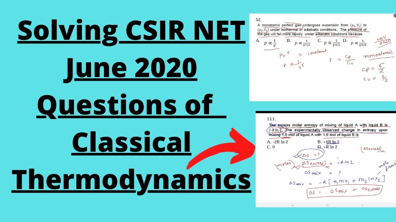 Solving CSIR NET June (Nov) 2020 Questions | Classical Thermodynamics