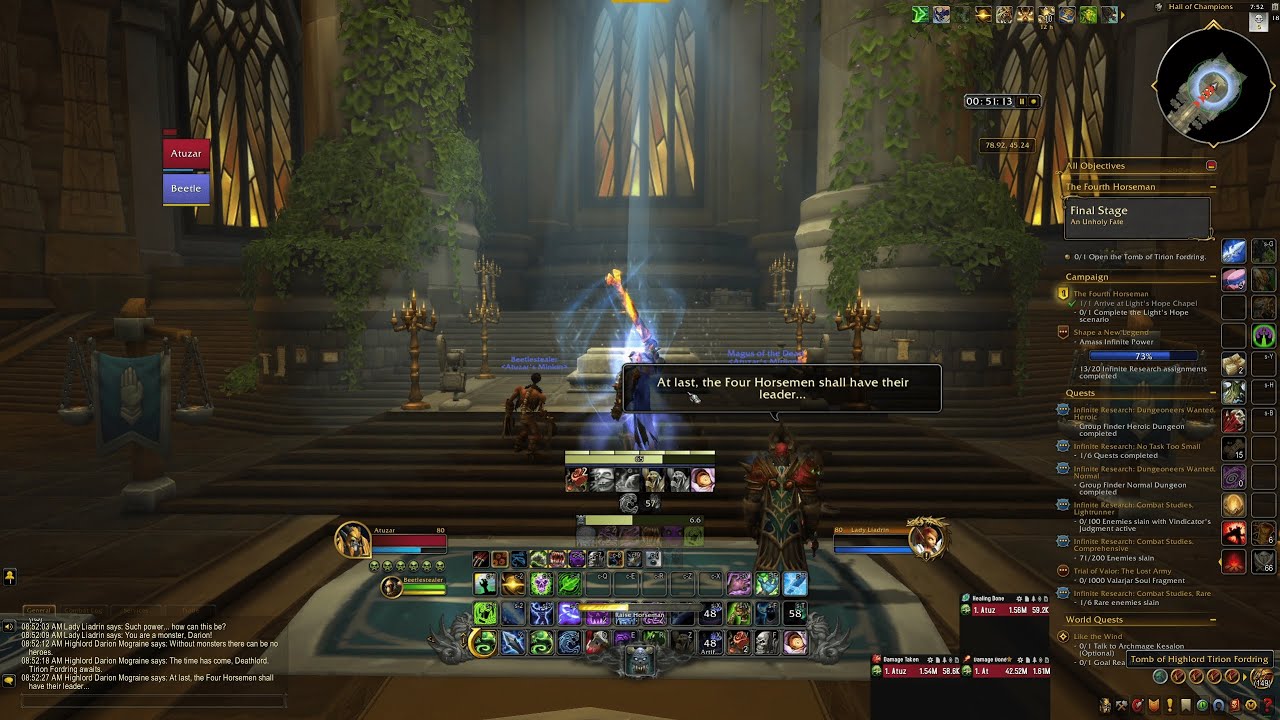 legion remix - getting fourth horseman leader scenario | class hall death knight | no commentary