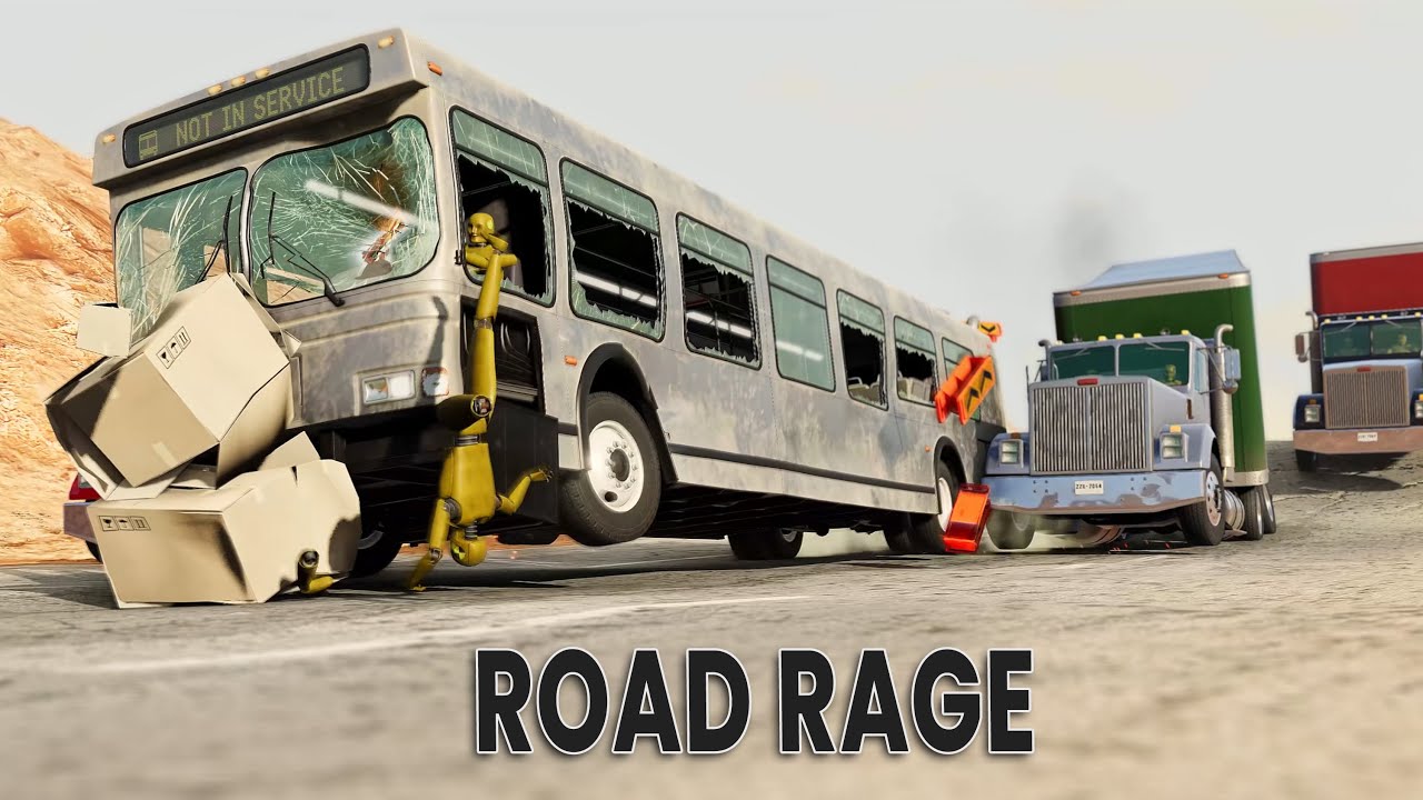 BeamNG Drive - BigRigs vs Angry Bus