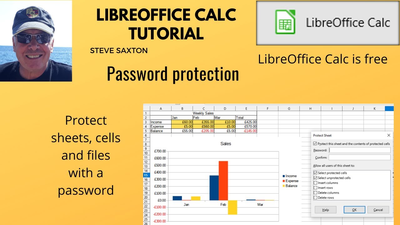 Защита паролем листа, ячеек и файла в LibreOffice Calc