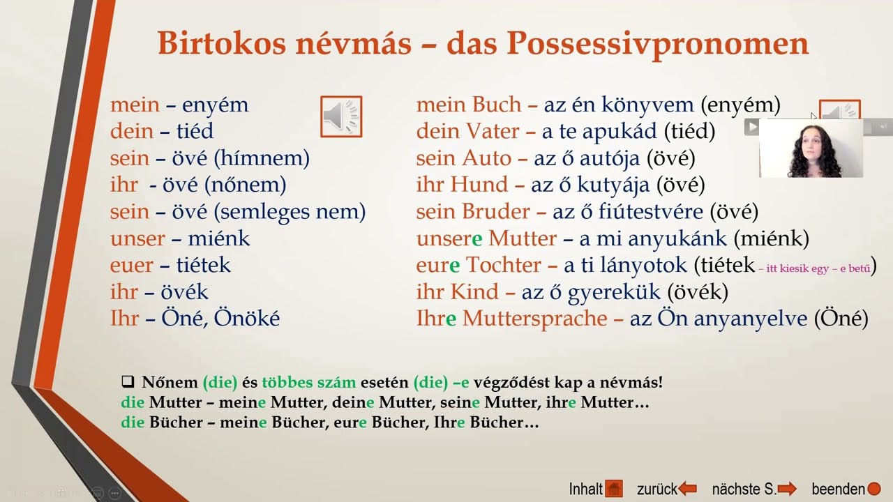 13. lecke Bemutatkozás 2, birtokos névmás (Vorstellung 2, Possessivpronomen)