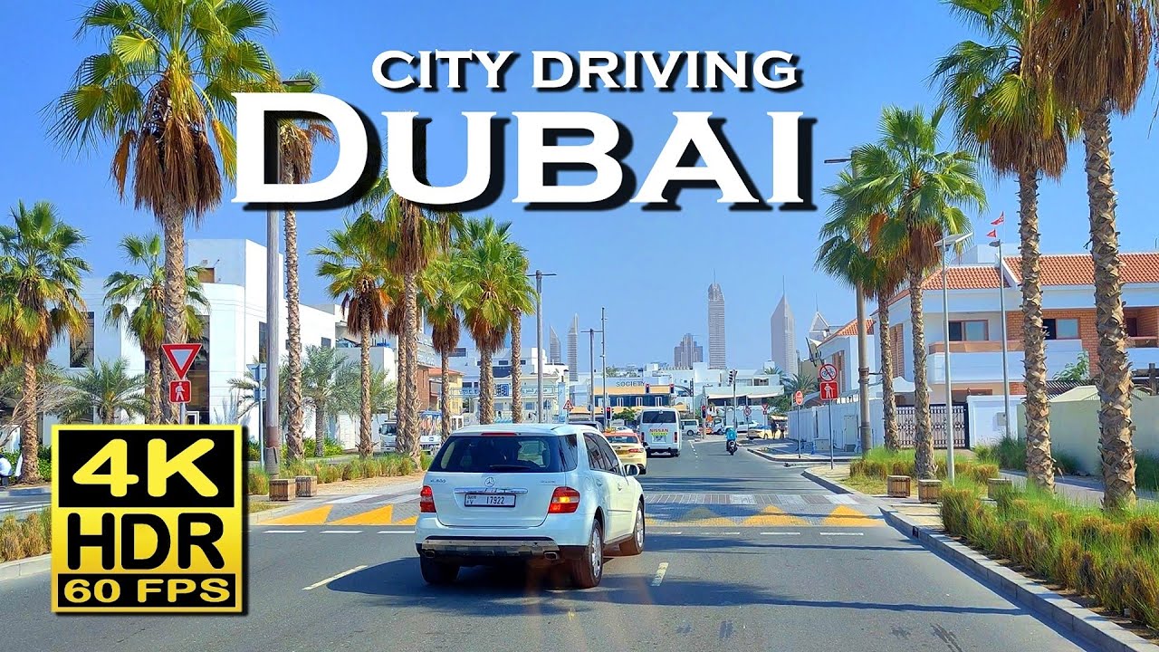 Дорога от пляжа Ла-Мер до Аль-Джаддаф, отель Arabian Park Dubai 💖 вождение по городу 👀 4K 60fps HDR