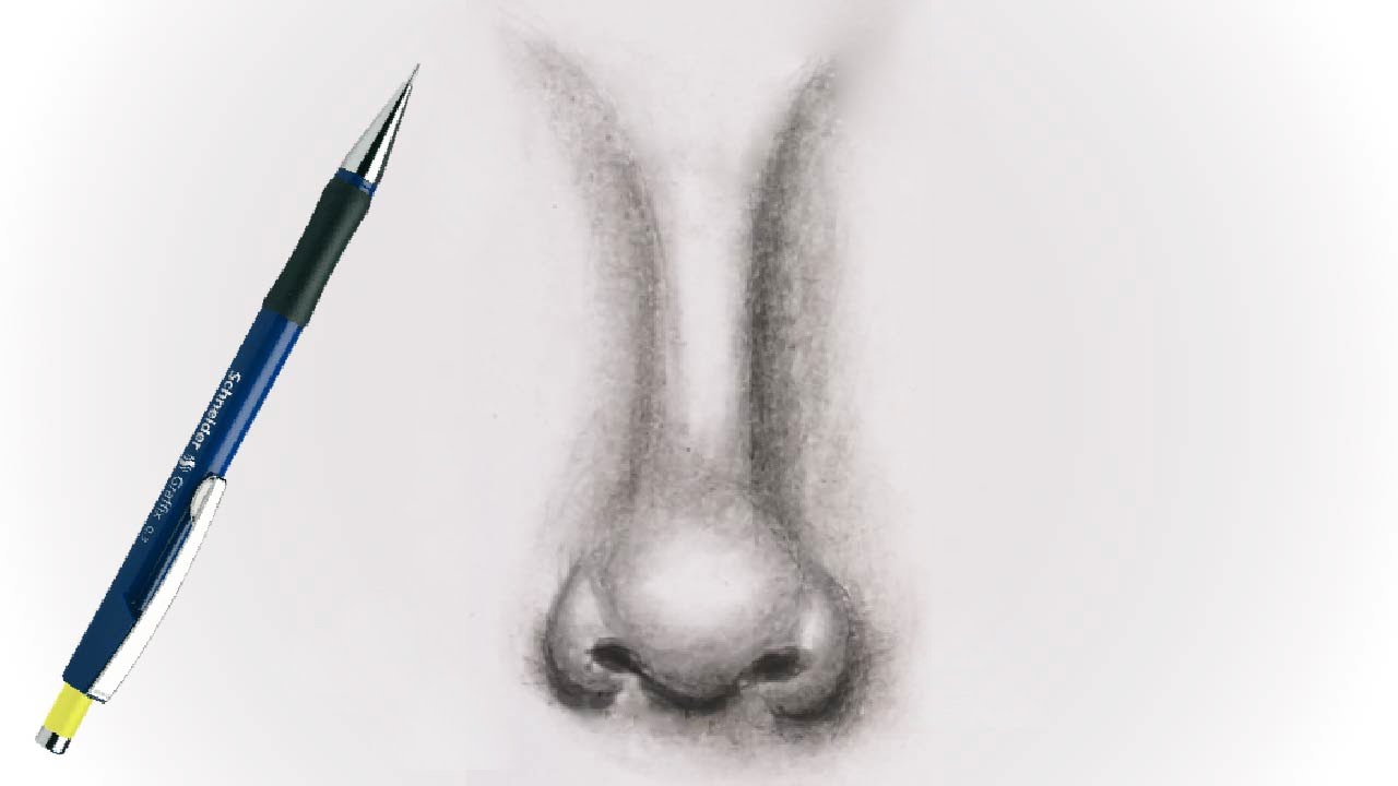 Comment Dessiner Un NEZ AU CRAYON Réaliste De Face [NOIR ET BLANC]