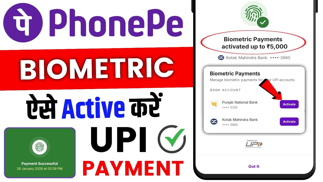PhonePe Biometric Pay Kaise Activate Kare | PhonePe Fingerprint UPI Payment Enable