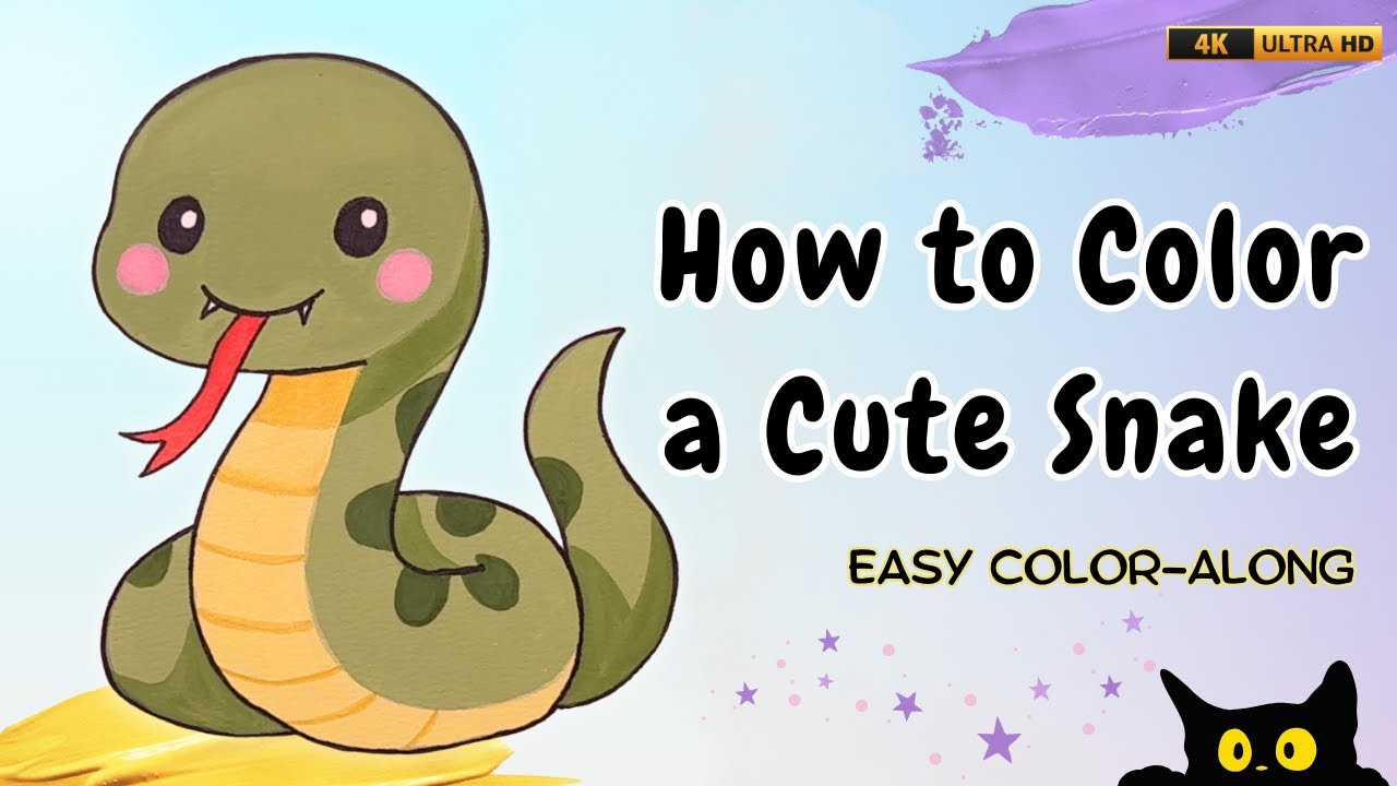 How to Color a Cute Snake | Easy Color-Along for Kids