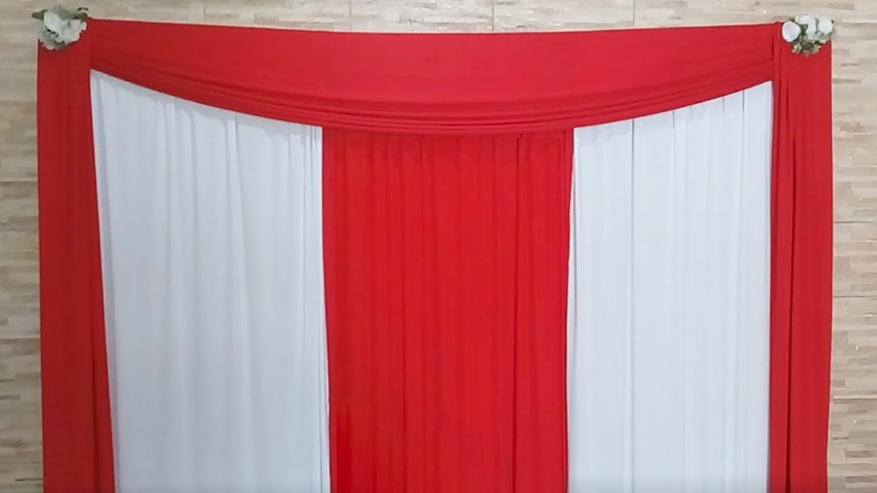 Como Fazer Painel de Cortinário Simples Vermelho e Branco Para Decoração Montar Painel de Cortinas