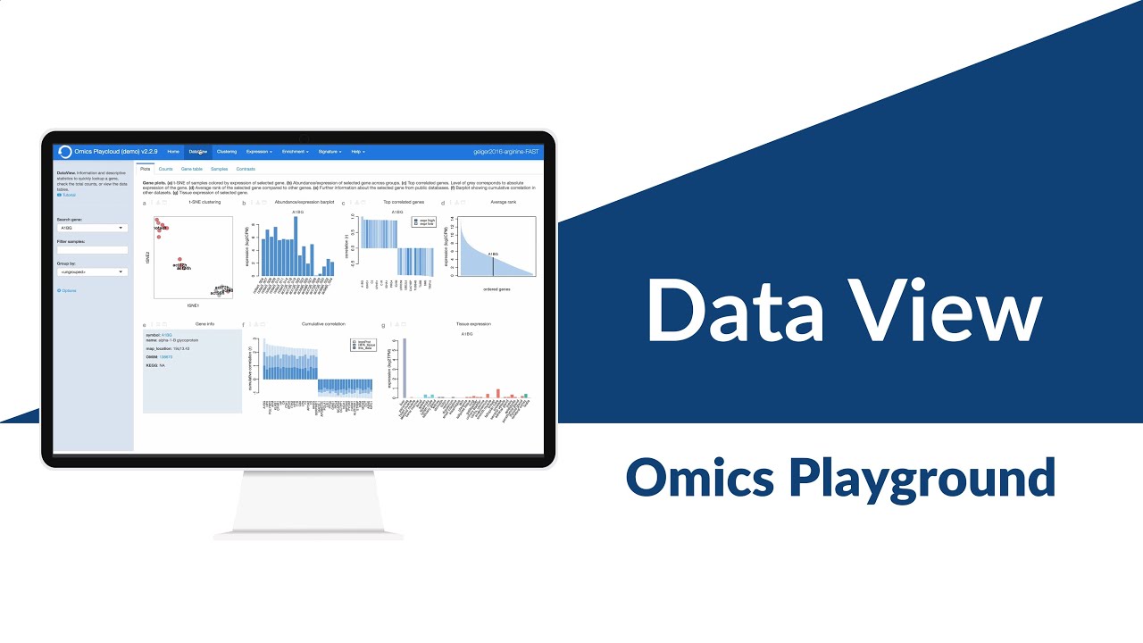 Data View | Omics Playground V2 (video tutorial 2)