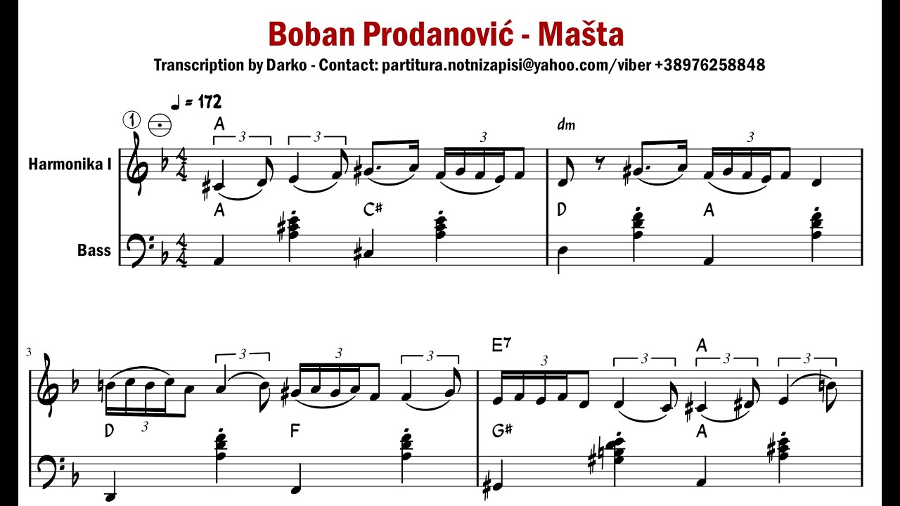[Notni zapis za harmoniku] Boban Prodanović - Mašta