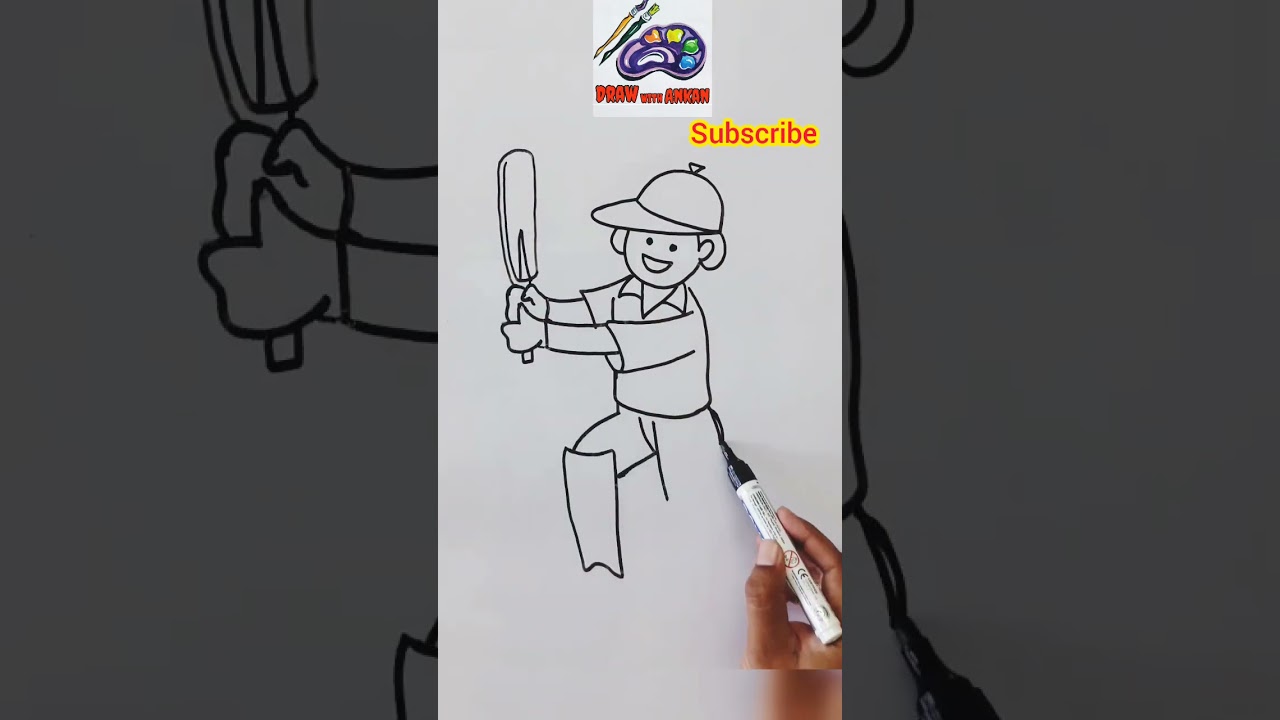 draw a boy playing cricket #draw_with_ankan #viralshort #shorts