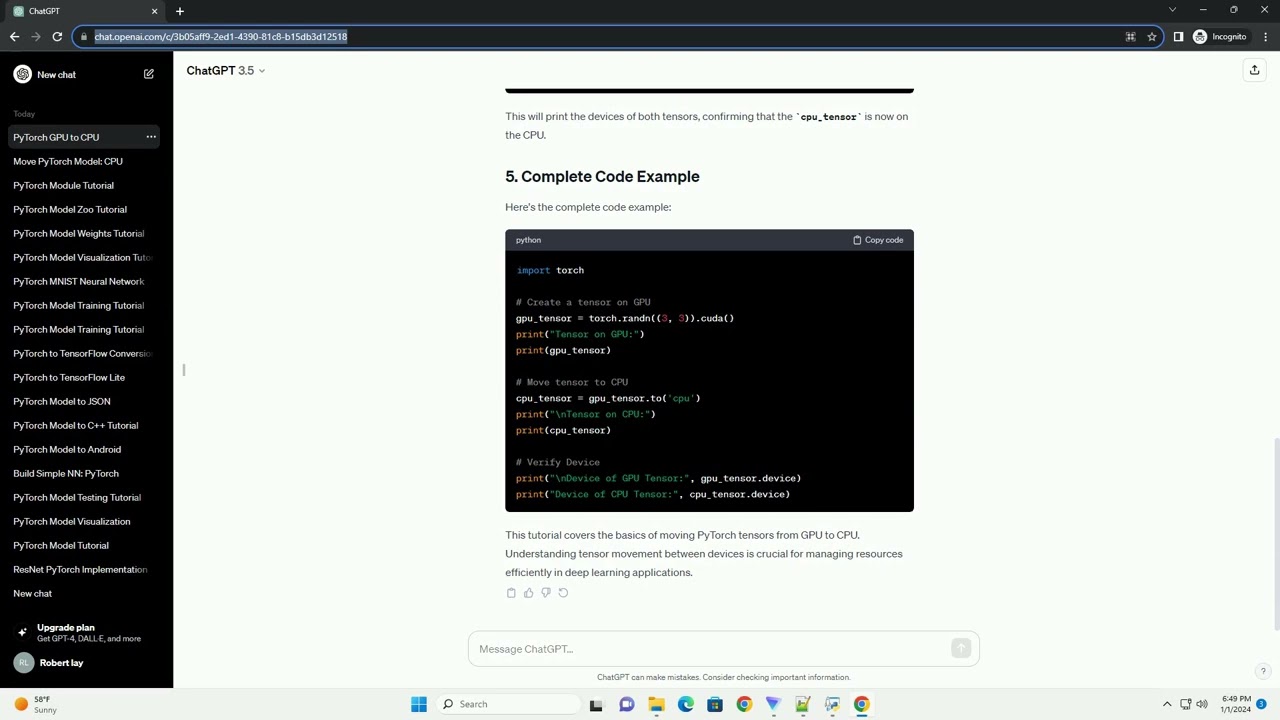 pytorch move tensor to cpu