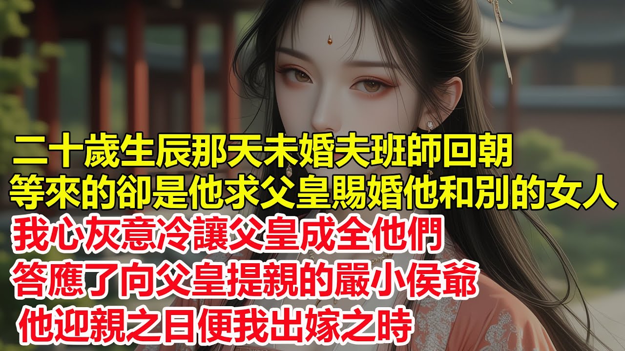 二十歲生辰那天未婚夫班師回朝，等來的卻是他求父皇賜婚他和別的女人，我心灰意冷讓父皇成全他們，答應了向父皇提親的嚴小侯爺，他迎親之日我出嫁之時。