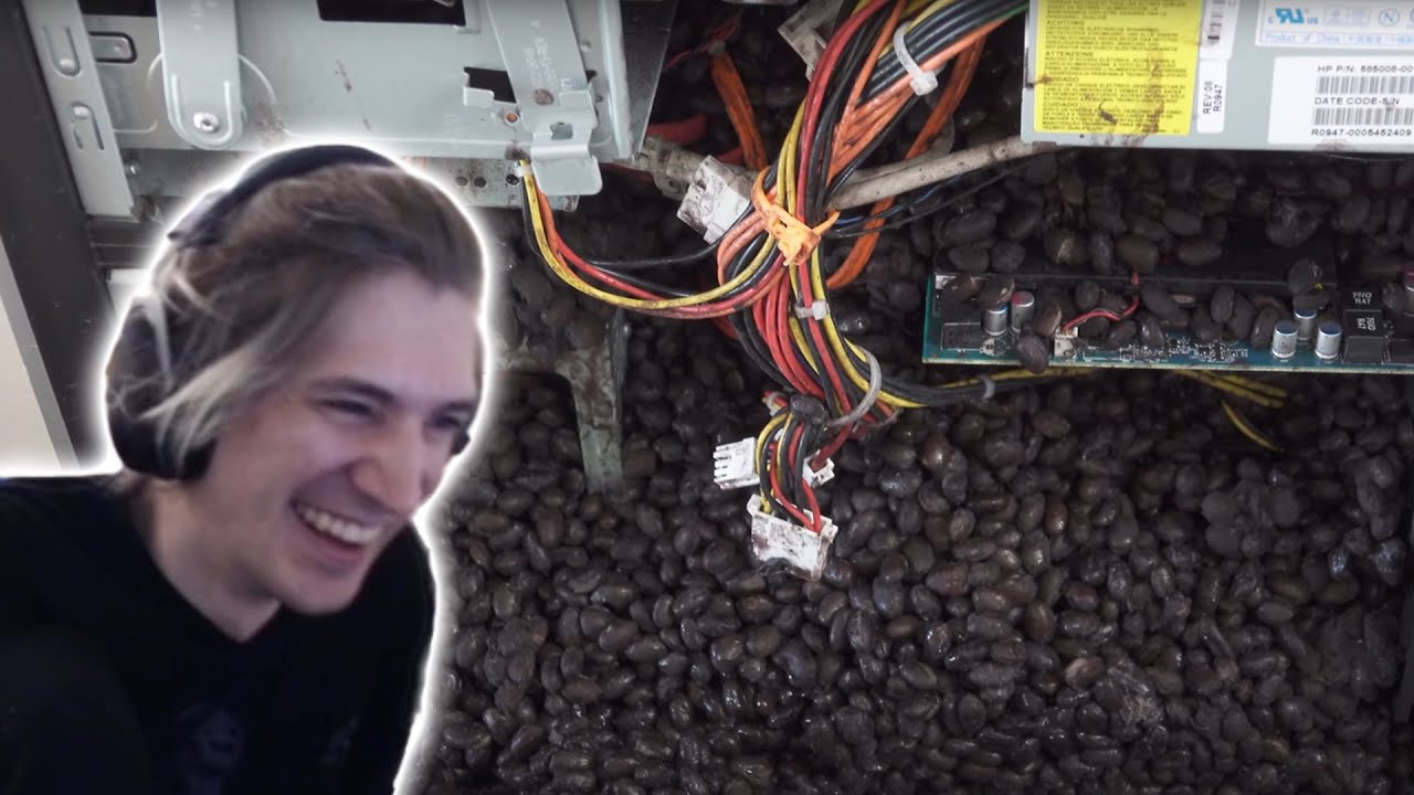 xQc Reacts to Filling My PC with Beans and Hiring a Repair Man to Fix it