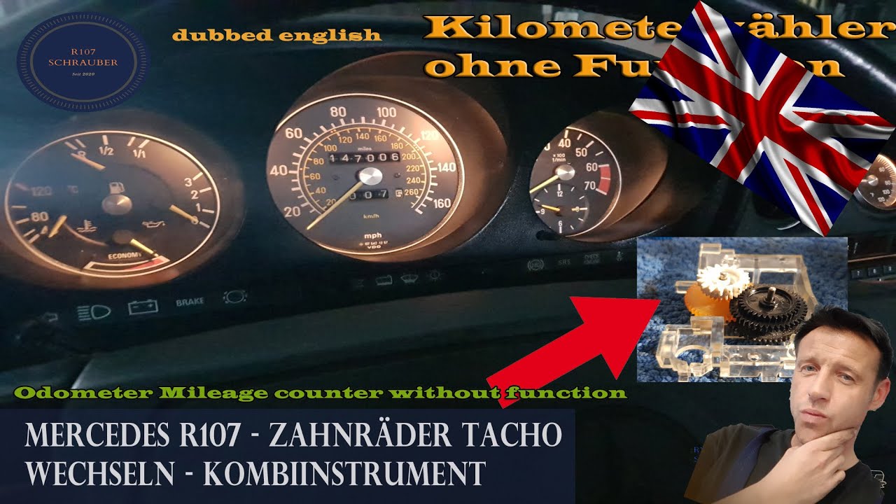 Спидометр приборной панели Mercedes R107 SL — замена шестерён