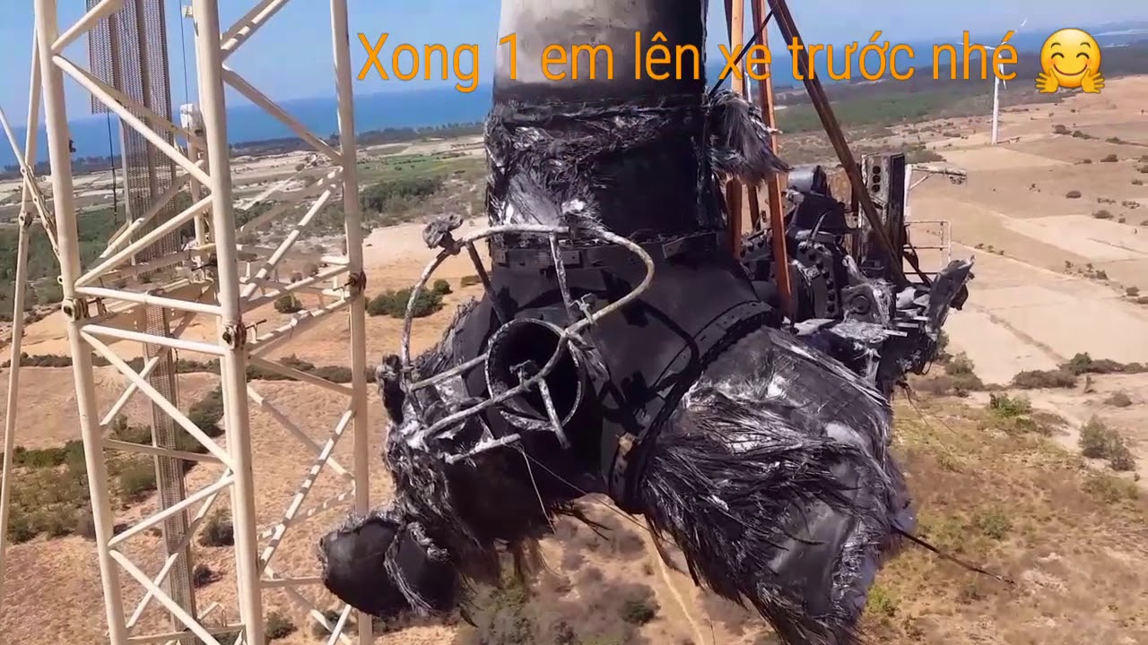 Tháo Tua Bin gió cháy Bình Thuận - Điện Gió VN(removing wind turbines from burning in Binh Thuận)