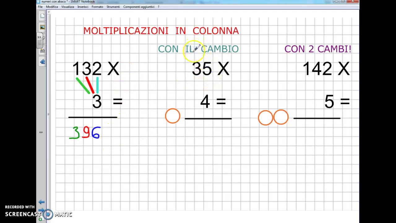 MOLTIPLICAZIONI IN COLONNA con una cifra al moltiplicatore