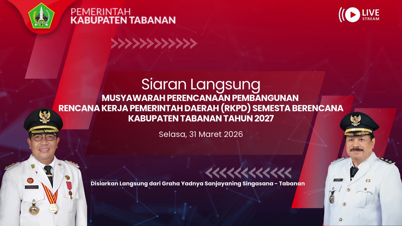 Siaran Langsung Musrenbang RKPD Semesta Berencana Kabupaten Tabanan Tahun 2027