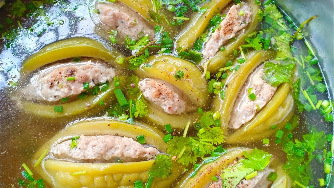 CANH KHỔ QUA DỒN THỊT - cách nấu canh khổ qua nhồi thịt,bí quyết ướp thịt dai ngon - tú lê miền tây