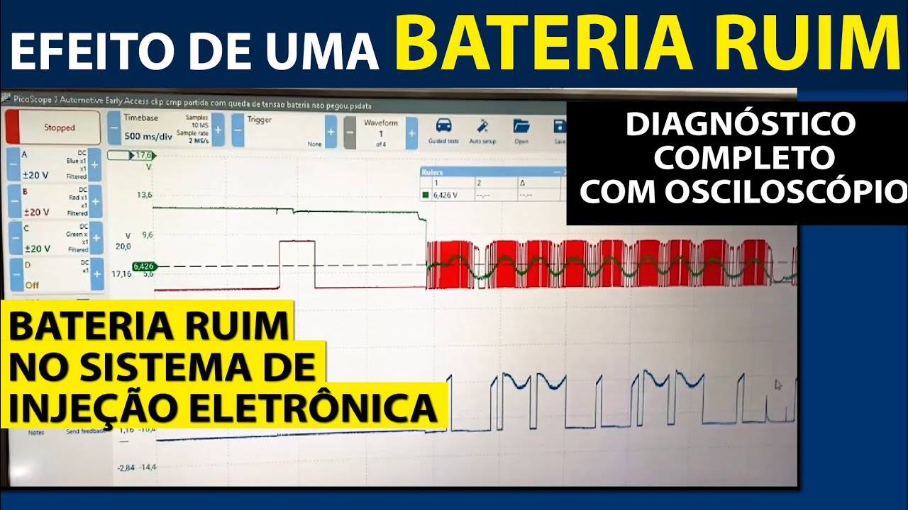 EFEITO DE UMA BATERIA RUIM NO VEÍCULO - DIAGNÓSTICO COM OSCILOSCÓPIO