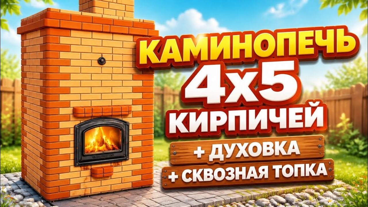 Каминопечь 4х5 кирпичей с духовкой и сквозной топкой