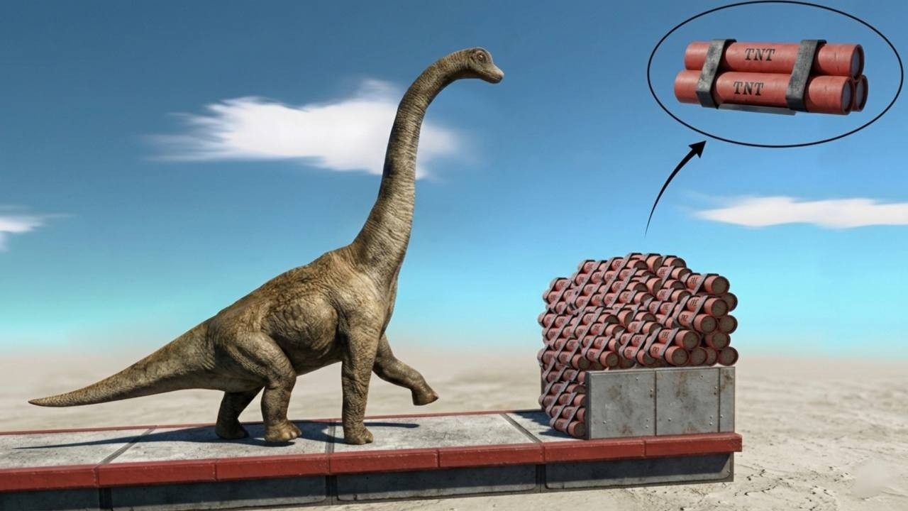 What will happen if this dinosaur gets near explosives?
