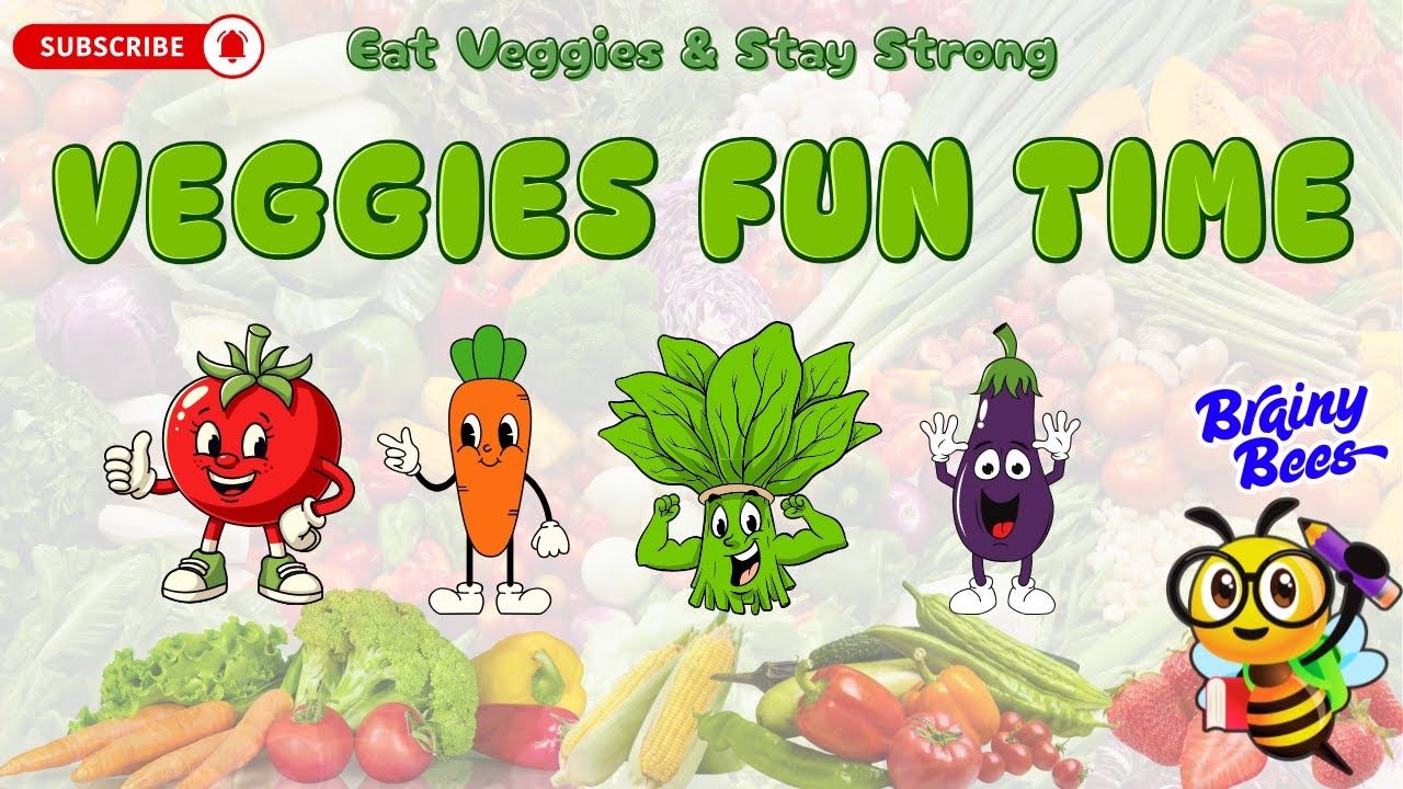Veggies Fun Time | Learn Vegetables Names for Kids | Brainy Bees for Kids