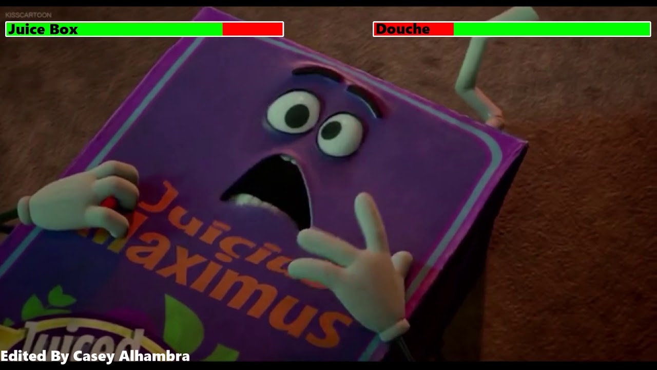 Sausage Party (2016) Injured Juice Box Scene with healthbars