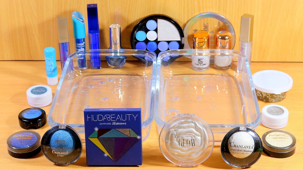Blue vs White | Mixing Makeup Eyeshadow Into Clear Slime - Satisfying Slime Video