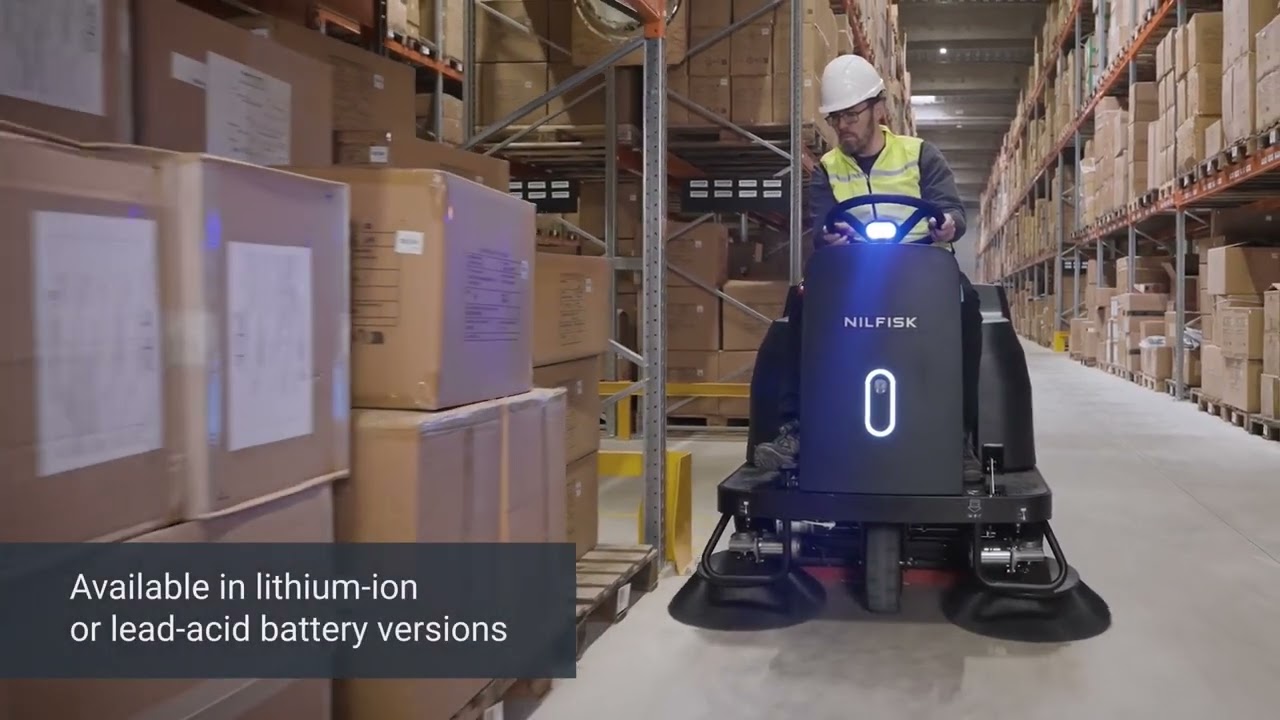 Nilfisk SW3000 Ride on Floor Sweeper Sales Demonstration Video