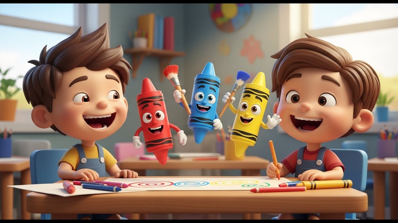 Three Little Toy Crayons Draw Draw Draw | Color Song & Counting for Kids