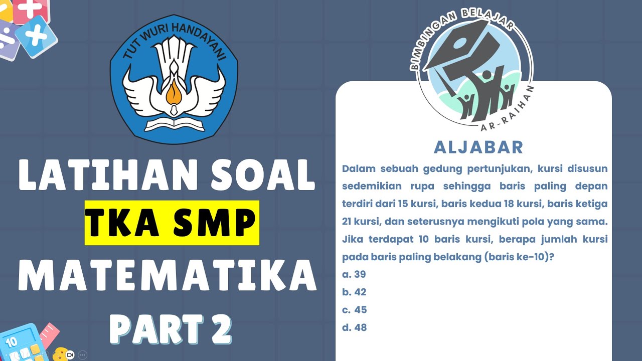 PART 2 LATIHAN SOAL TKA MATEMATIKA SMP MTS 2026 (TES KEMAMPUAN AKADEMIK) PREDIKSI TKA SMP 2026 #TKA