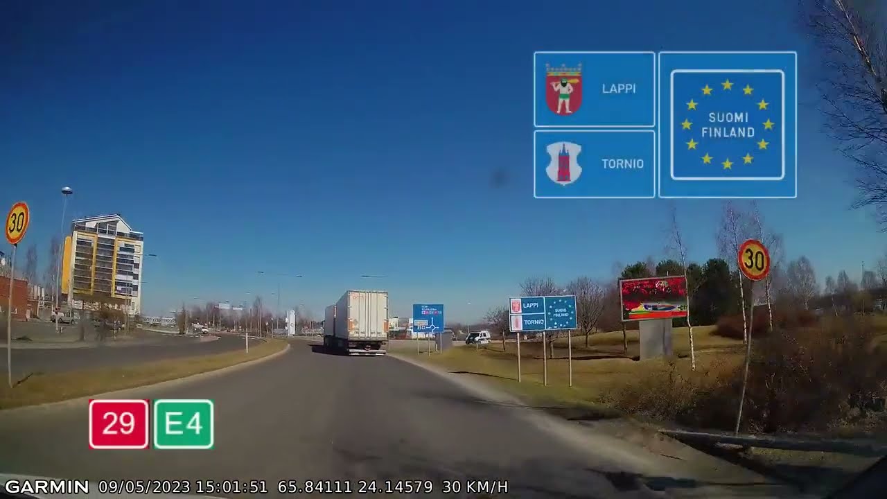 Road 29 to Road 4 in Finland: Tornio-Kemi-Oulu