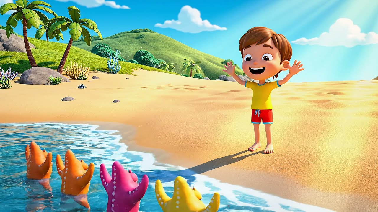 Five Little Starfish Wiggle Wiggle Wiggle | Nursery Rhymes for Kids & Baby Songs