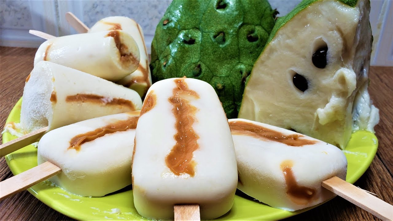 paletas de guanabana rellenas de arequipe - helados de guanabana rellenos de arequipe