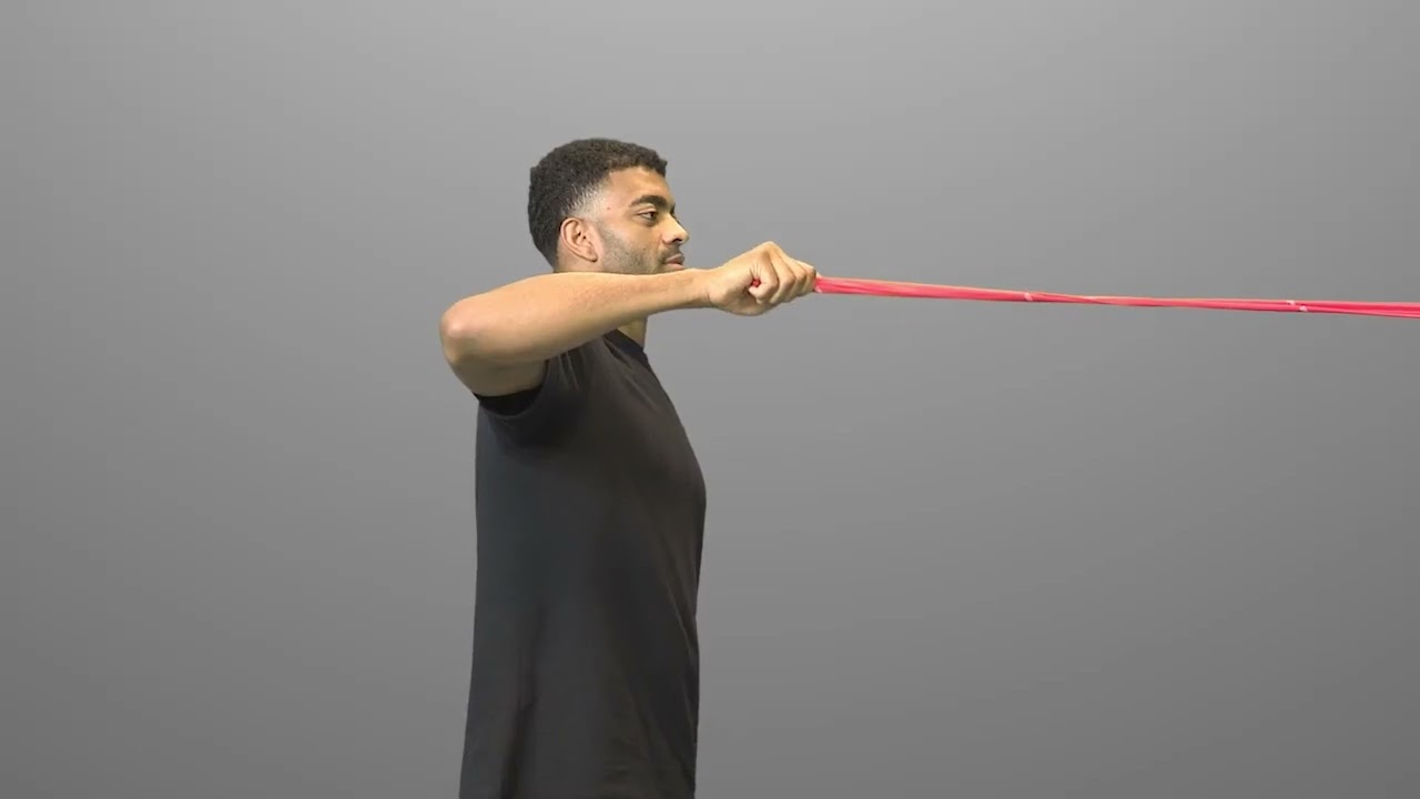 Standing Single Arm Shoulder External Rotation in Abduction with Resistance Anchored - HomeCEU