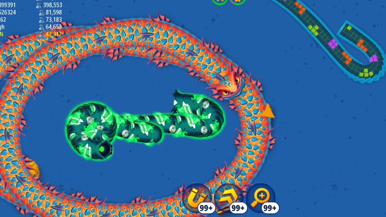 3 🪱🪱🐉  Beautiful Salamandra Worm in Worms Zone, Normal Mode