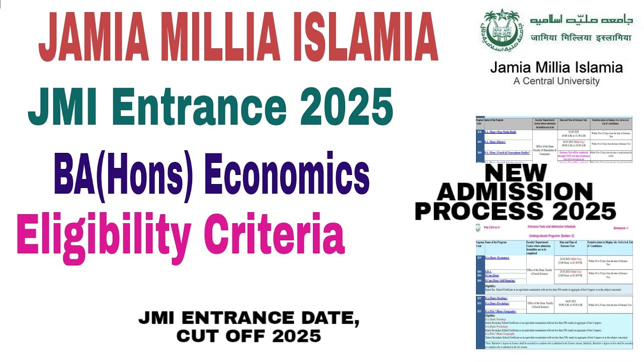 Jamia Millia Islamia BA(Hons) Economics 2025 Eligibility Criteria, Entrance, Cut off, Admission form