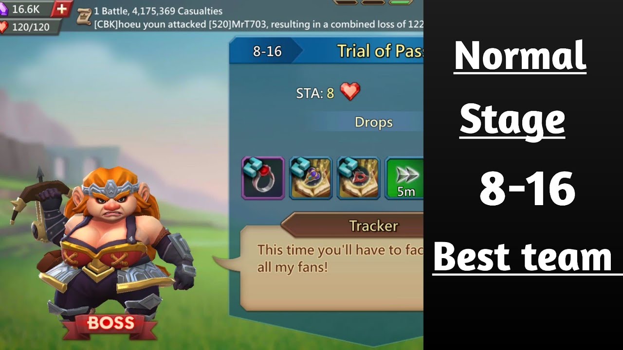 Lords mobile normal stage 8-16 f2p best team