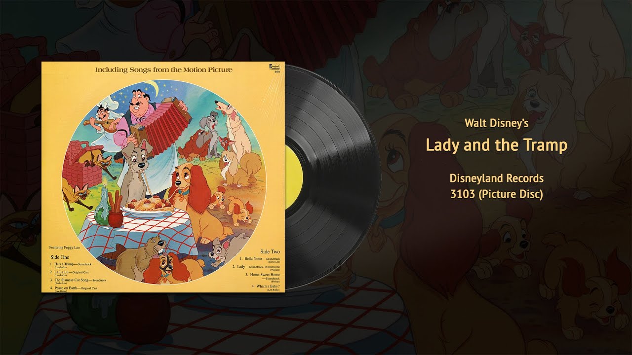 Walt Disney's Lady and the Tramp (Picture Disc 3103) | Vintage Disney Vinyl Restored