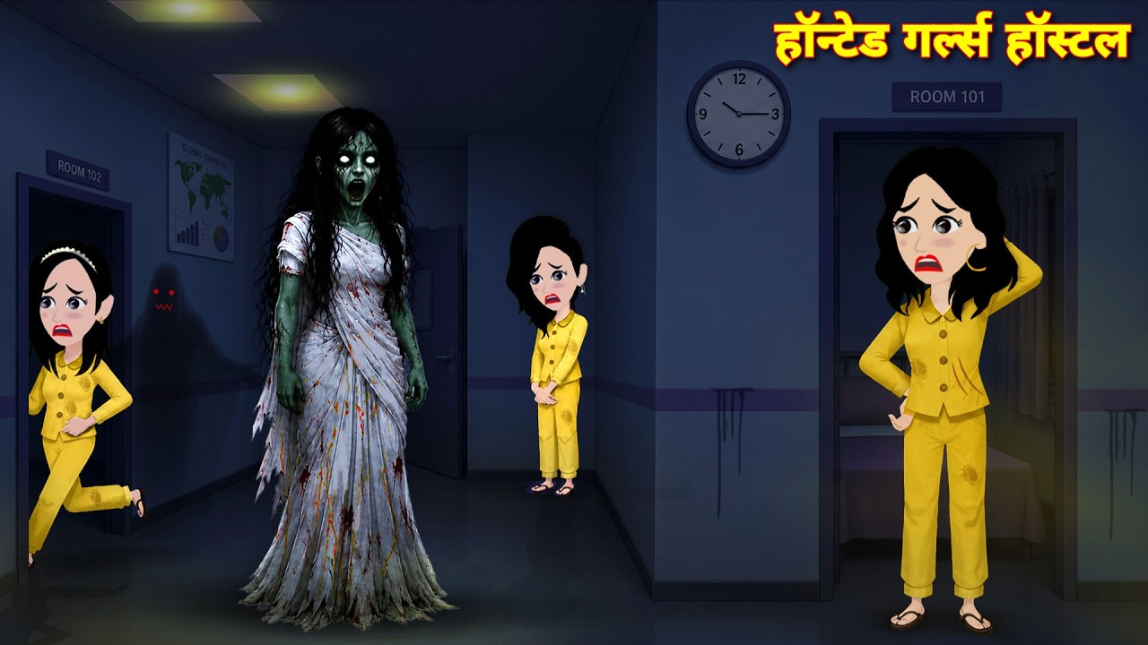 Haunted Girls Hostel Horror Story in Hindi Bhoot wala cartoon Bhootiya stories | ghost hostel story