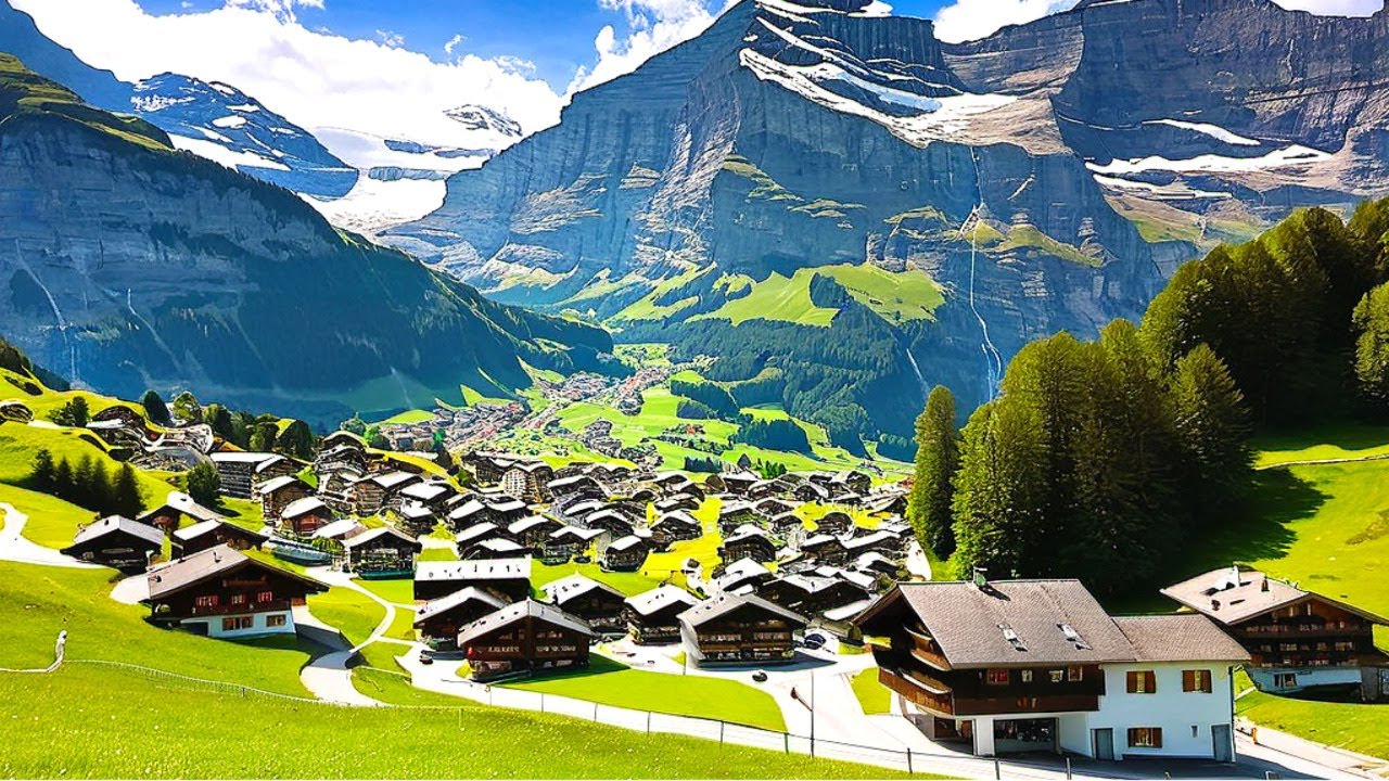 [4K]🇨🇭Гриндельвальд, самая любимая альпийская деревня в Швейцарии, ужин с фондю в Пинте🧀🫕Sep. 2023