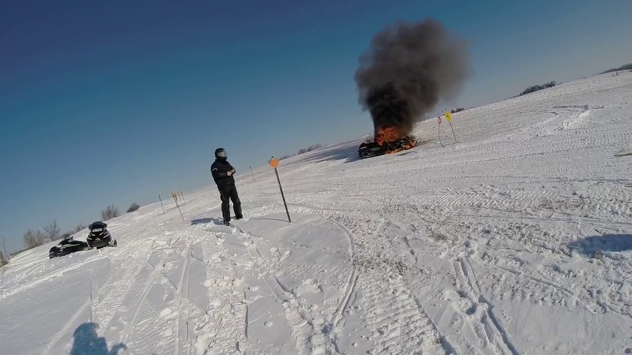 Snowmobile blows up!