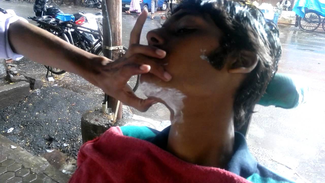 Indian Barber Street Shave in Mumbai HD | Rain ASMR