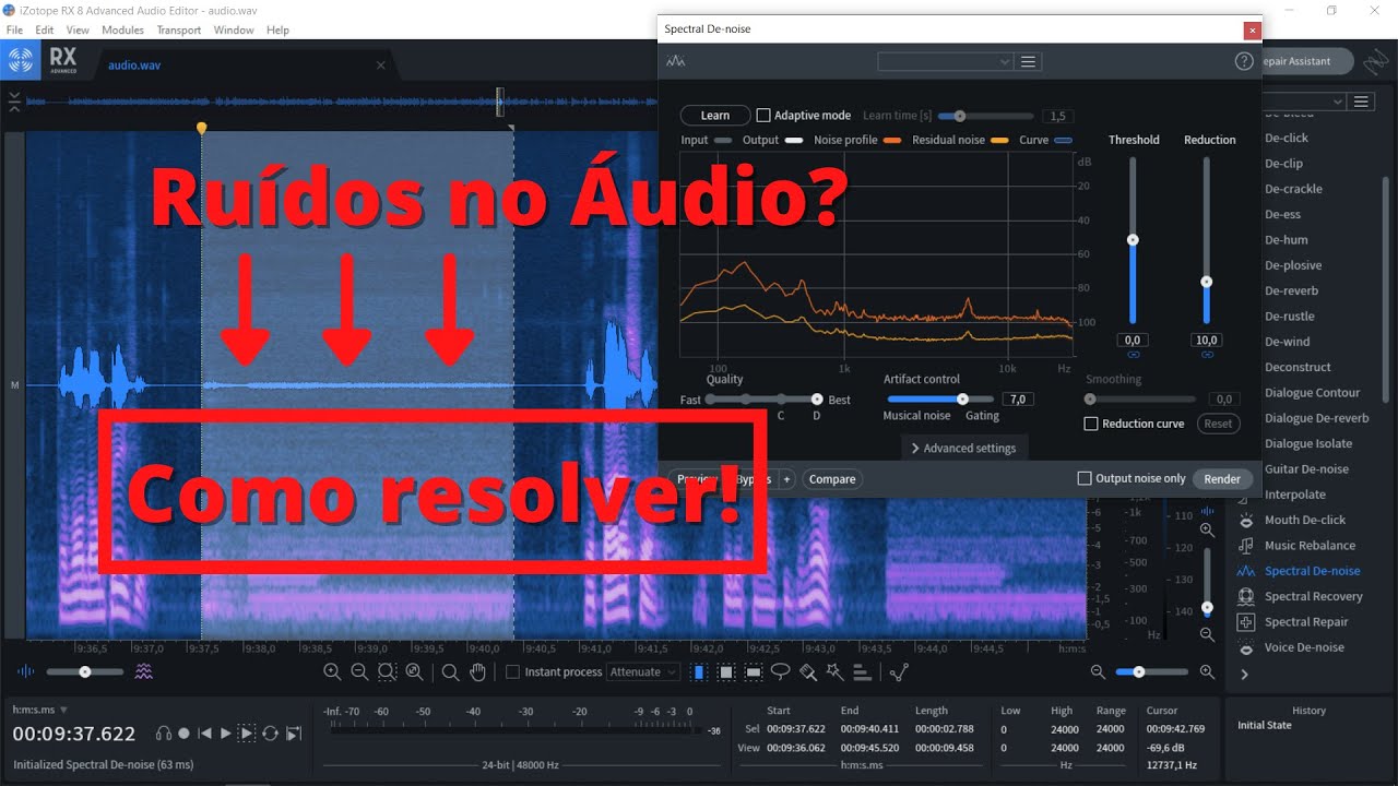 Mini curso de como remover ruídos no áudio com o RX8 da Izotope