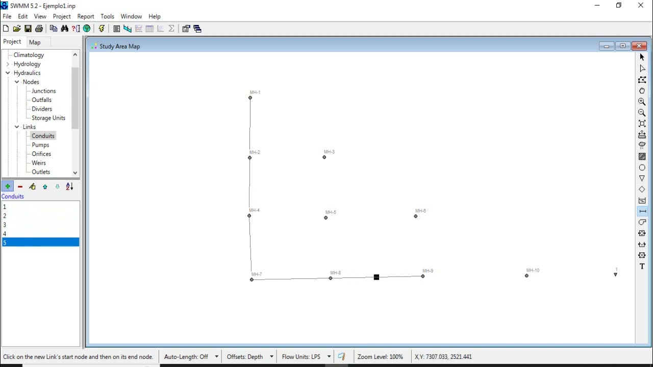 Tutorial básico EPASWMM: Ejemplo de modelación hidráulica de una red de alcantarillado sanitario