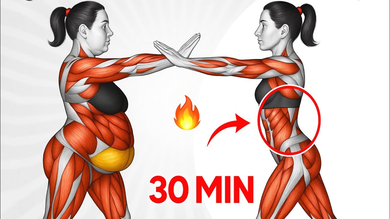 30 Min Standing Flabby Stomach Workout For Women To Lose Hanging Belly Fat Fast At Home