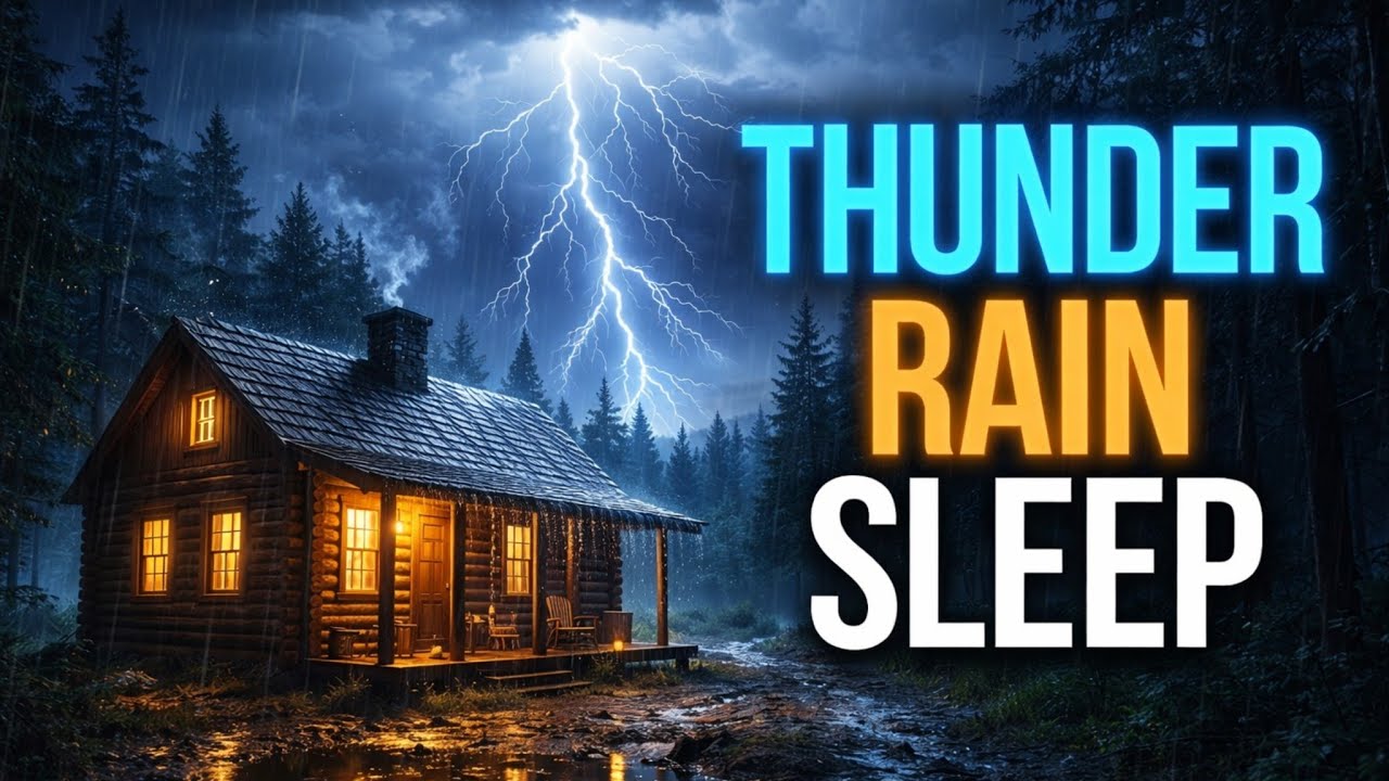 Thunderstorm Night in a Cozy Cabin 🌧️ Rain & Thunder Sounds for Deep Sleep