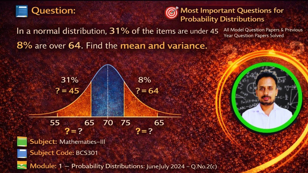 Normal Distribution | Find Mean and Variance from Given Percentages | VTU