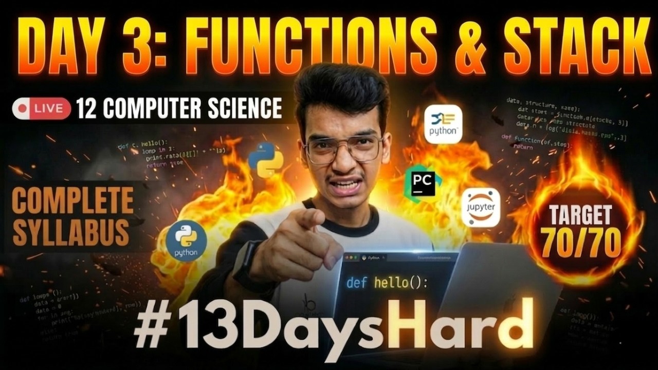 Python Functions & Stack: Ab mza ayega!🔥 | Day 3: #13DaysHard | Nitin Paliwal