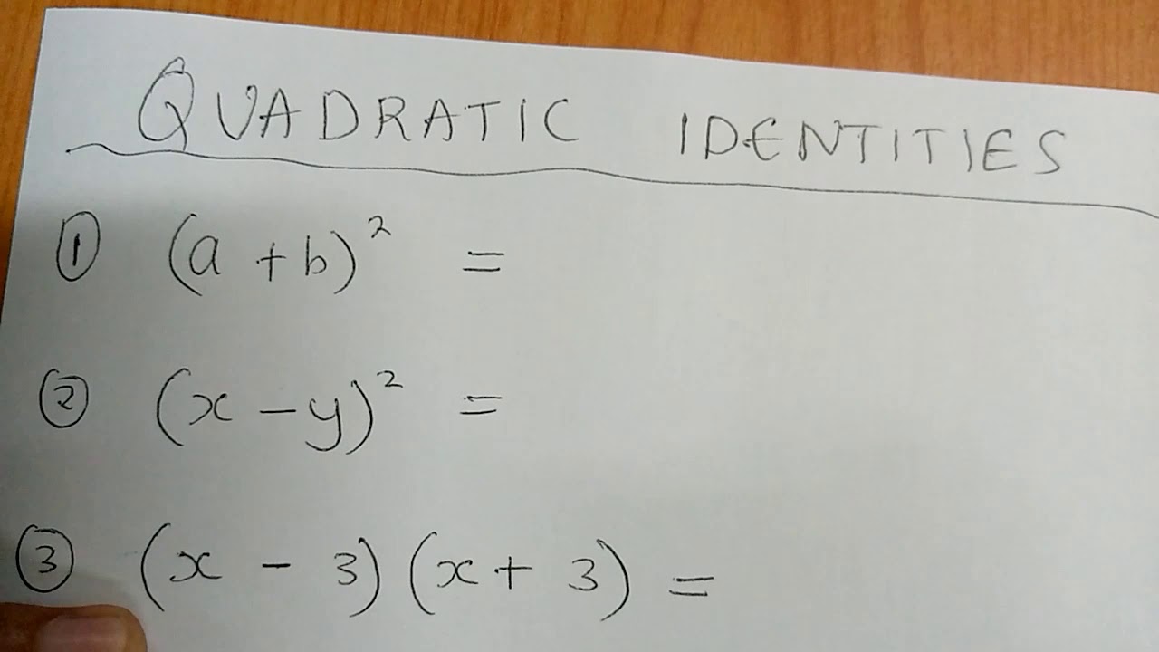 KCSE 2020 - QUADRATIC IDENTITIES