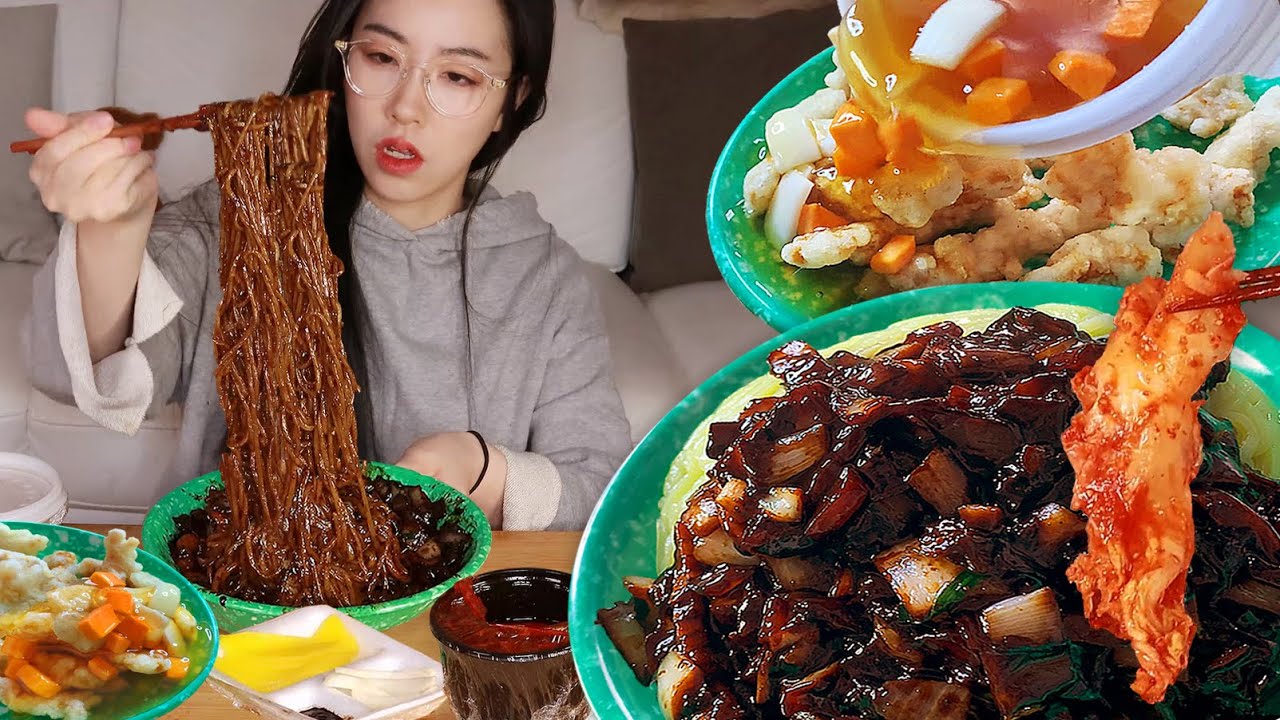 짜장면 먹고싶어서 미친사람의 치팅먹방👊🏻Cheating Day jajangmyeon(Black Bean Noodles), sweet and sour pork Eating Show